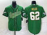 Men's Philadelphia Eagles #62 Jason Kelce Green Gold Cool Base Stitched Baseball Jersey,baseball caps,new era cap wholesale,wholesale hats